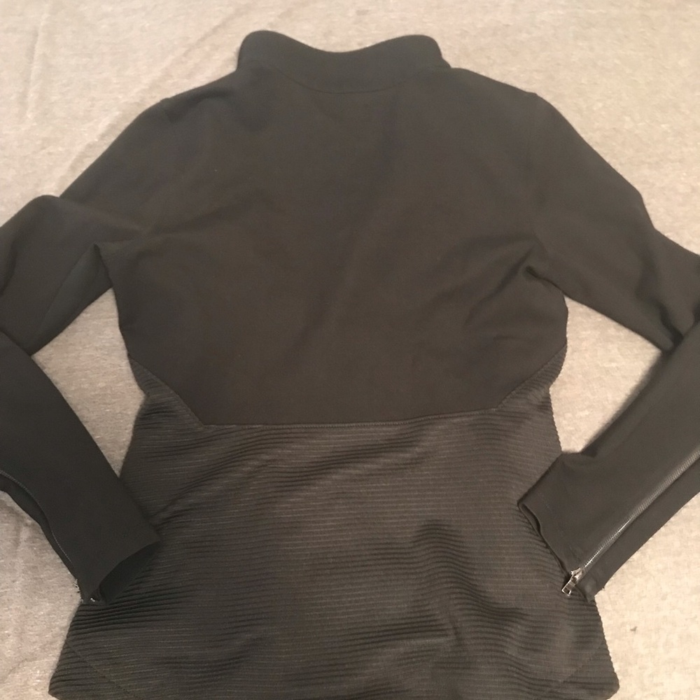 THE BASE: Ribbed Off-Center Zip Bodycon Jacket - Picture 7 of 7